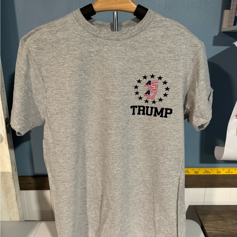 Gray Short Sleeve Tee with Red Design